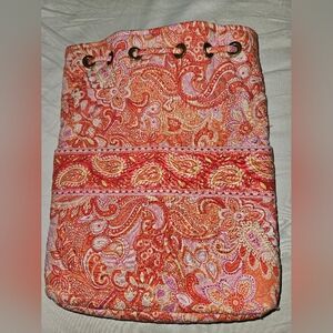 Vera Bradley drawstring backpack bag. Soft cotton orange, pink, yellow, white